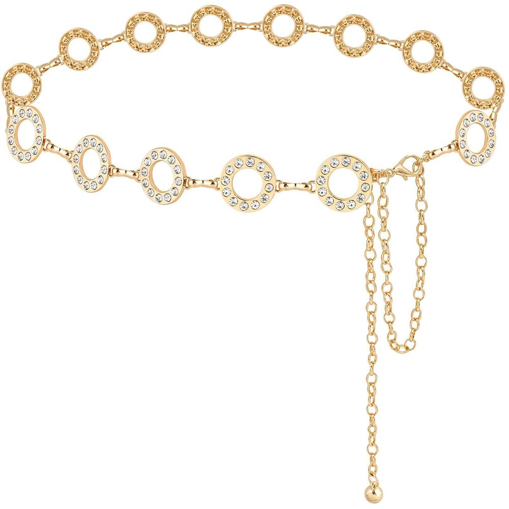 3538 Metal Waist Chain For Women Rhinestone Belt Crystal